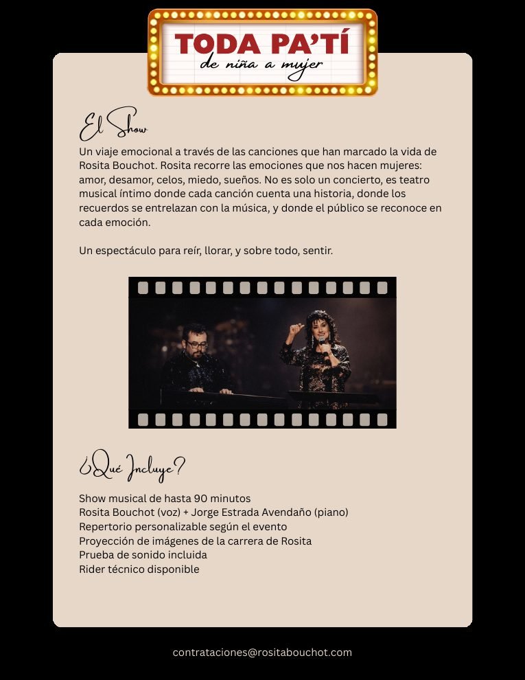 Kit de prensa, página 4: el show Toda Pa’ Tí